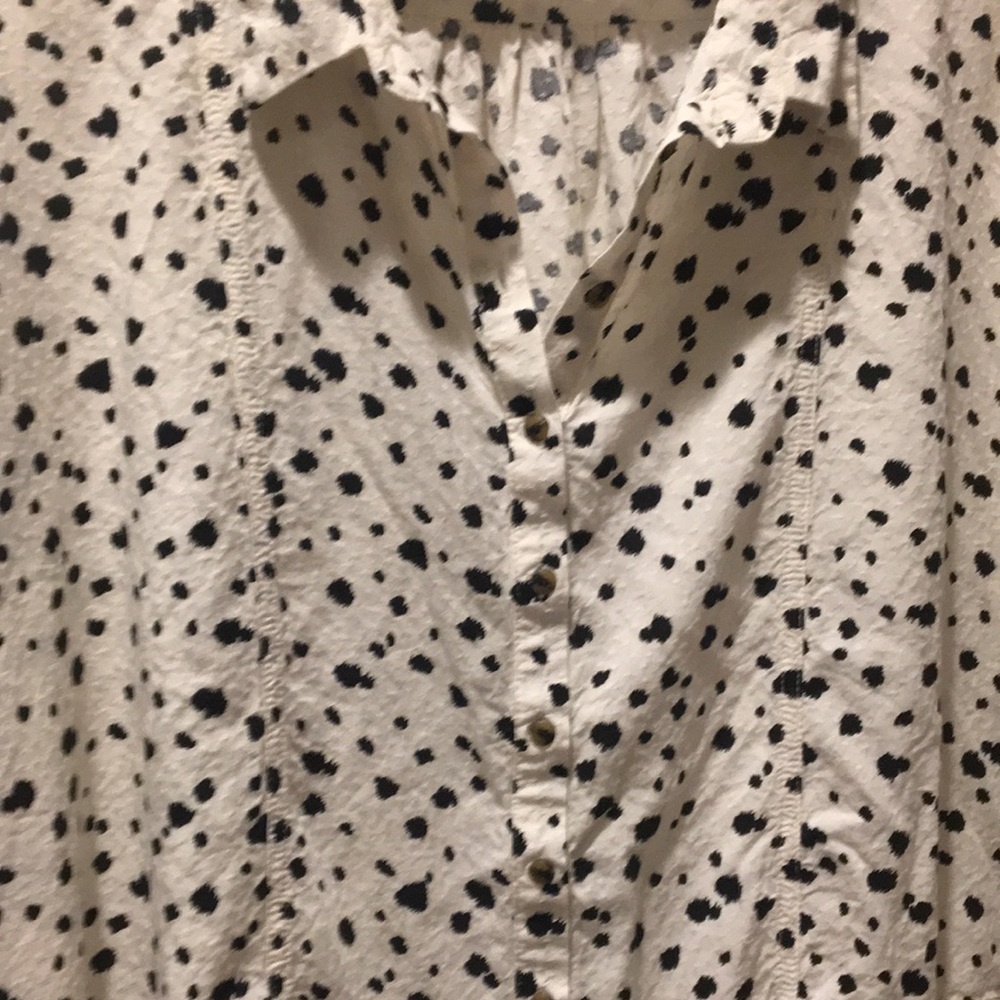 Terra & Sky womens 3/4 button down rayon top short sleeves ruffles plus size 1X - Picture 4 of 10